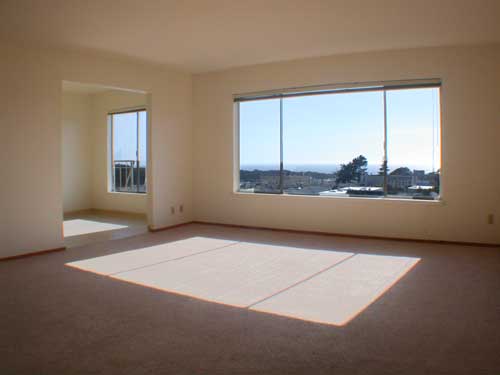 Ocean view from the living room and dining area