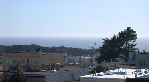 Telephoto view of ocean from living room