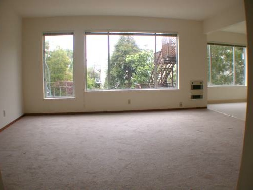 Living room, dining area, and view from windows